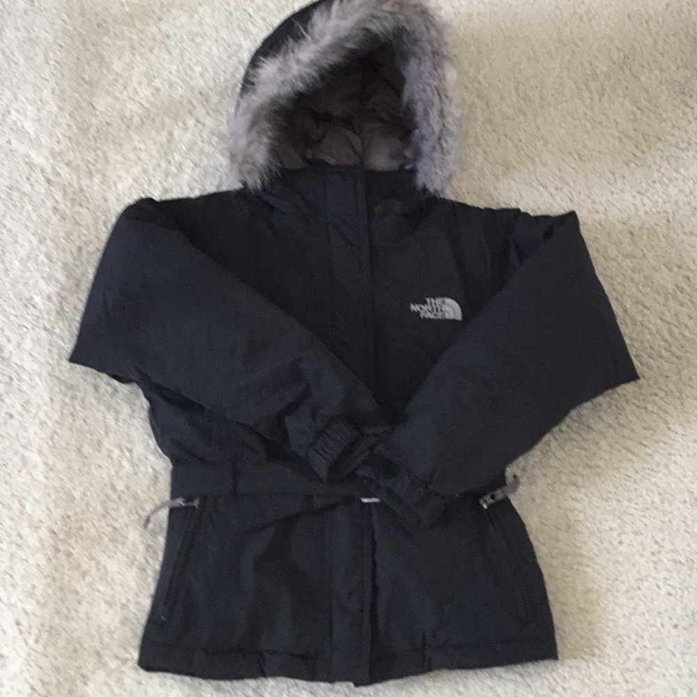 The North Face Black Greenland Belted Winter Coat Jacket Goose Down Girls S/P